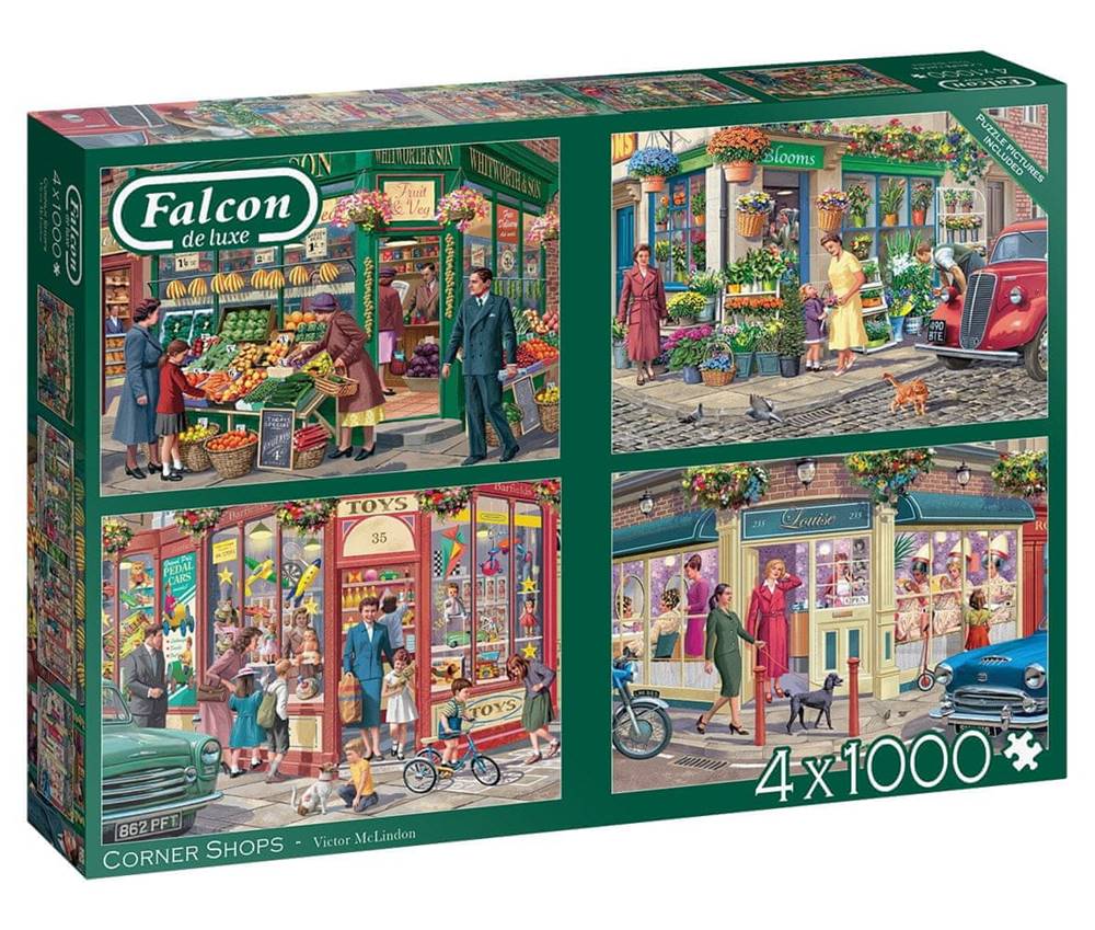 Falcon  Puzzle Obchody na nárožiach 4x1000 dielikov značky Falcon
