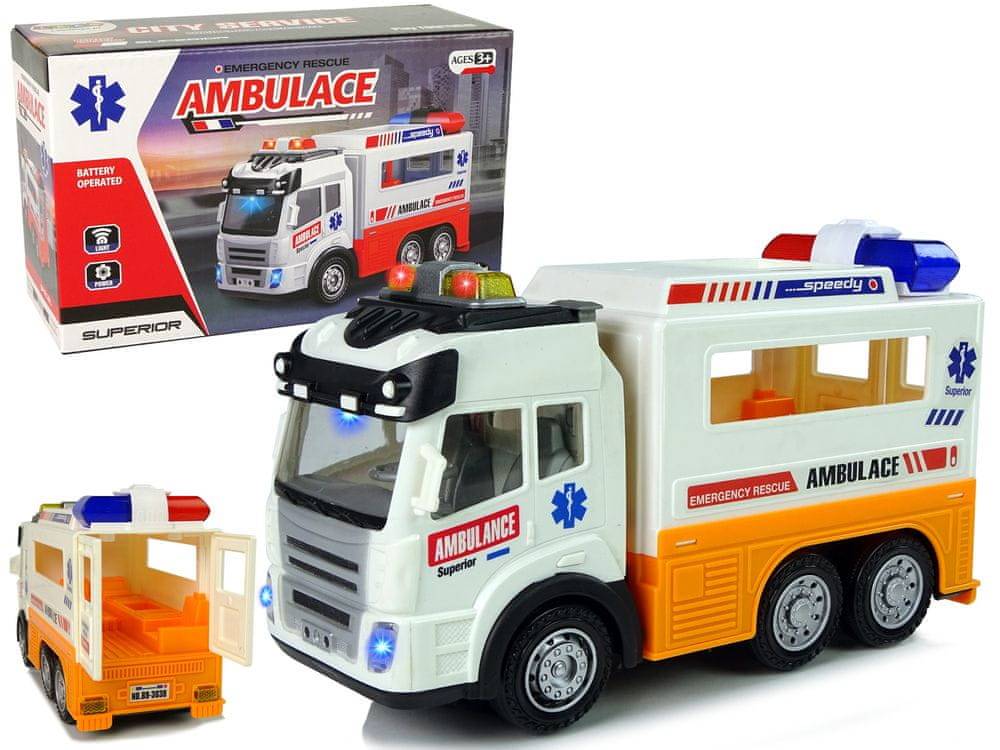Lean-toys  Ambulancia batérie auto svetlá zvuky značky Lean-toys