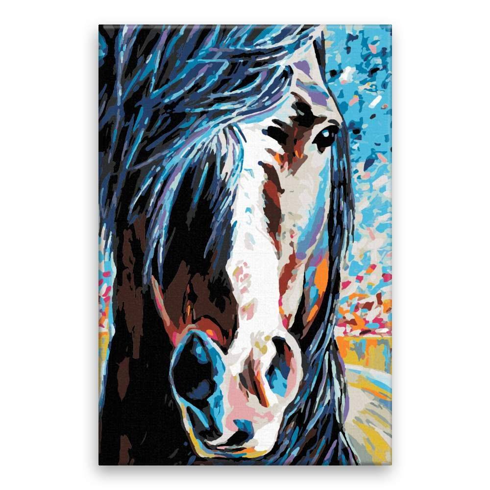 Malujsi  Maľovanie podľa čísel - Kôň s vyčesanou ofinou - 40x60 cm,  plátno vypnuté na rám značky Malujsi