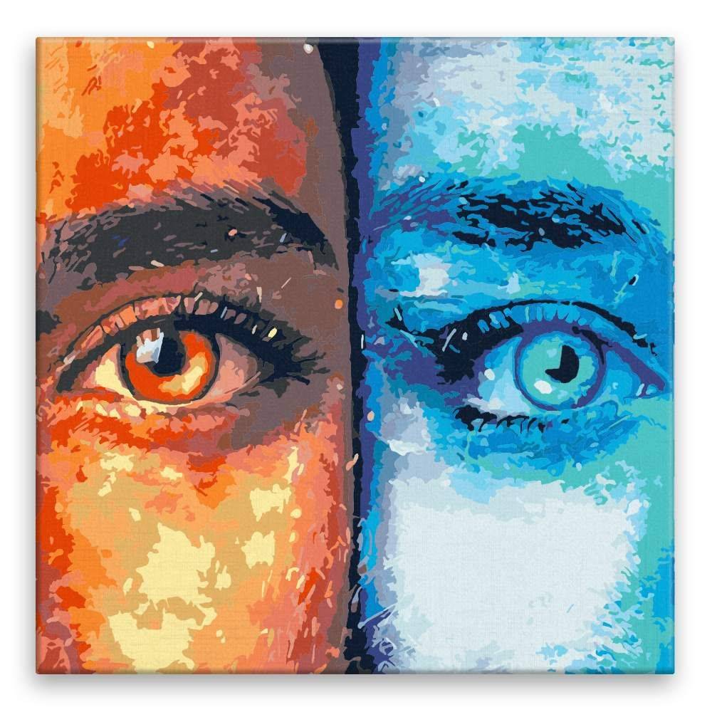 Malujsi  Maľovanie podľa čísel - Oranžová alebo modrá - 80x80 cm,  plátno vypnuté na rám značky Malujsi