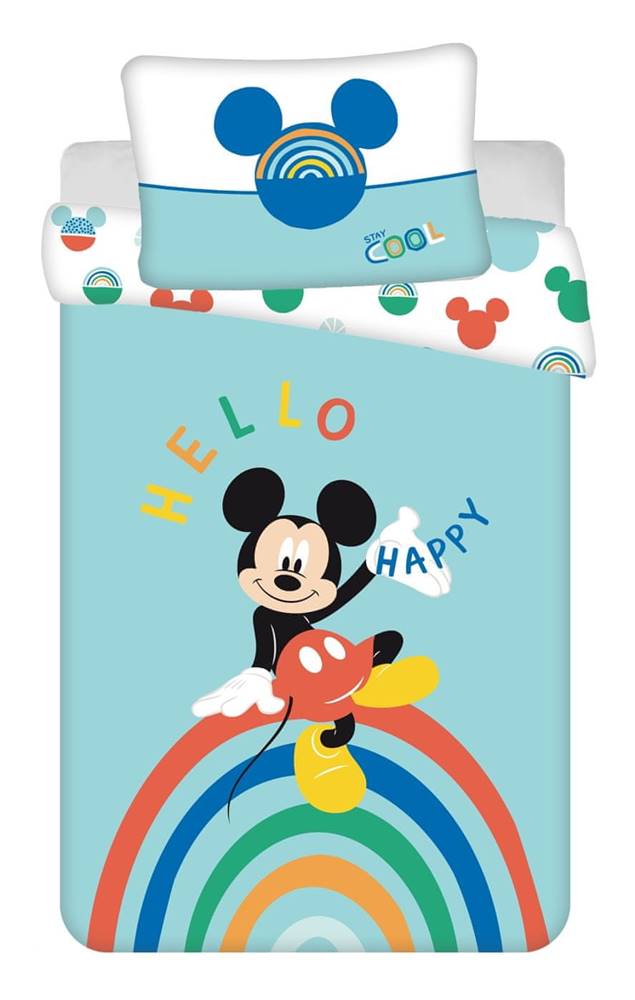 Jerry Fabrics  Disney obliečky do postieľky Mickey Rainbow baby 100x135,  40x60 cm značky Jerry Fabrics