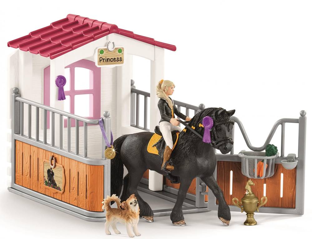 Schleich  Stajňa s koňom klubová,  Tori + Princess - zánovné značky Schleich
