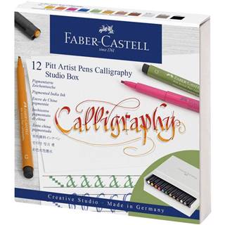 Faber-Castell PITT kaligrafické fixky set 12 farieb-studio box