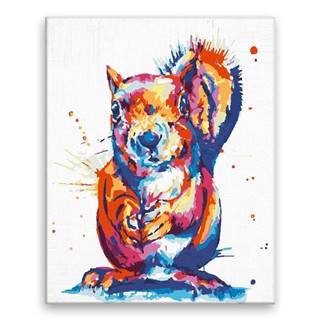 Malujsi Maľovanie podľa čísel - Veverička vo farbách - 80x100 cm,  plátno vypnuté na rám