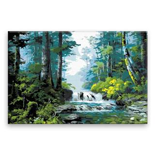Malujsi Maľovanie podľa čísel - Zelený les s riekou - 60x40 cm,  plátno vypnuté na rám