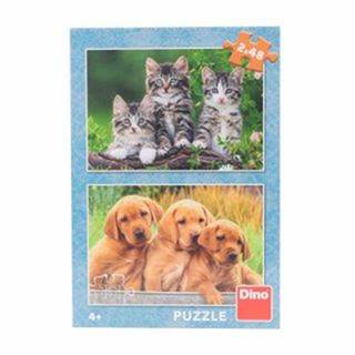 Puzzle Psíci a mačičky 2x48 dielikov