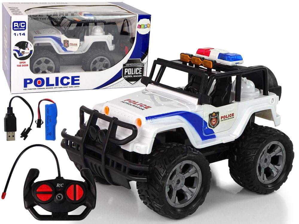 Lean-toys  Auto R/C Police Jeep 1:14 diaľkovo ovládané svetelné efekty značky Lean-toys