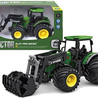 Lean-toys Traktor zelený 1:24 Farmár krokodíl vedro gumové kolesá