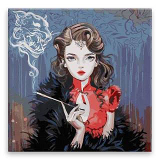 Malujsi Maľovanie podľa čísel - Dáma s cigarou - 40x40 cm,  bez dreveného rámu
