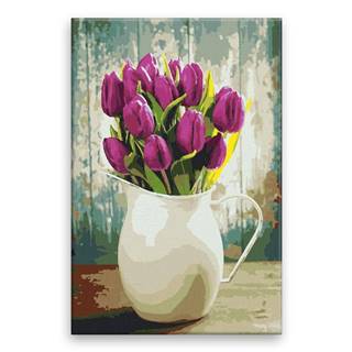Malujsi Maľovanie podľa čísel - Kytica tulipánov - 40x60 cm,  plátno vypnuté na rám