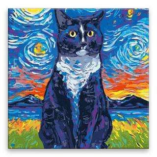 Malujsi Maľovanie podľa čísel - Mačka z rozprávky - 40x40 cm,  bez dreveného rámu