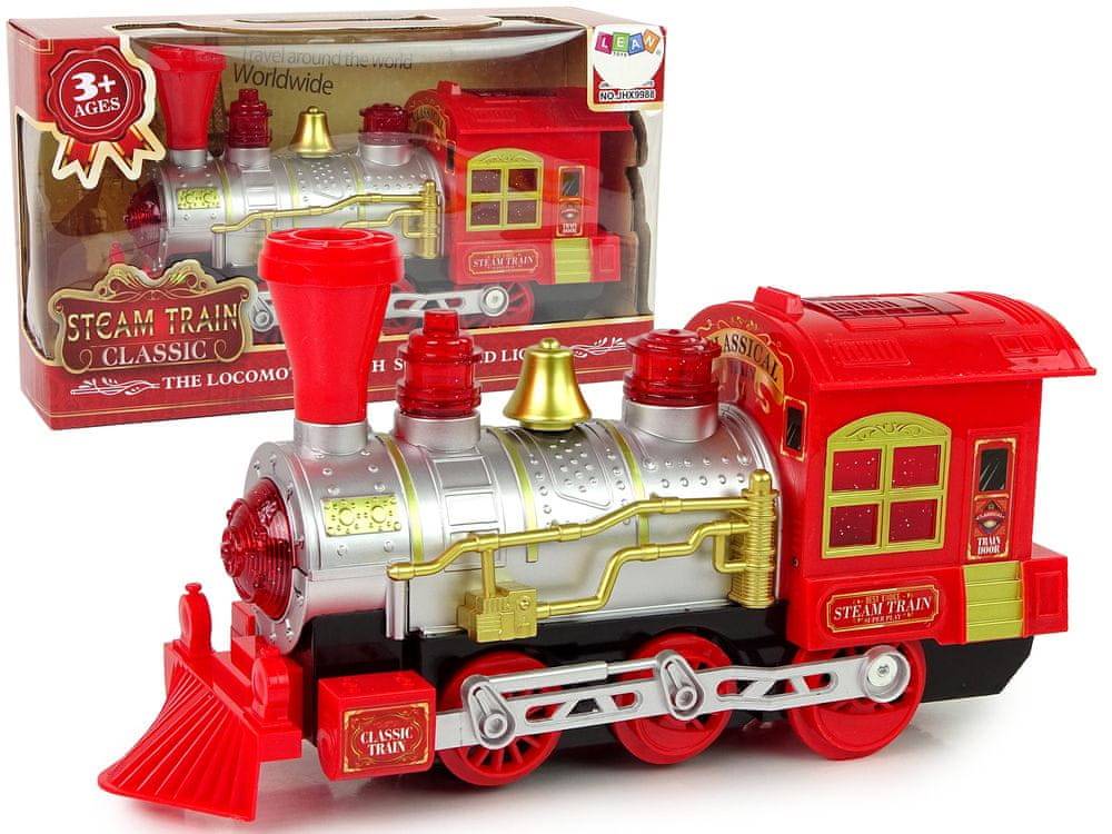 Lean-toys  Vianočné osvetlenie lokomotívy Zvuk Červené batérie značky Lean-toys