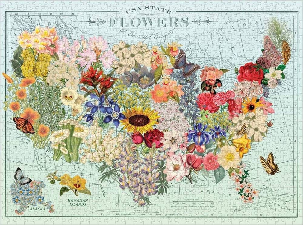 Galison  Puzzle USA z kvetov 1000 dielikov značky Galison