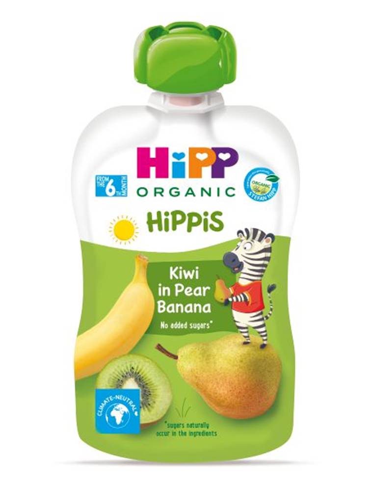 HiPP  BIO 100% ovocie Hruška-Banán-Kiwi 6 x 100 g značky HiPP