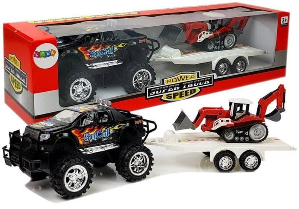 Lean-toys  Súprava pohonu predných kolies Terénne auto Čierny traktor s rýpadlom značky Lean-toys