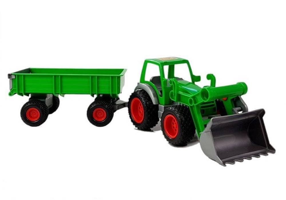 Lean-toys  Traktorový nakladač s farmárskym prívesom zelený 8817 Polesie značky Lean-toys