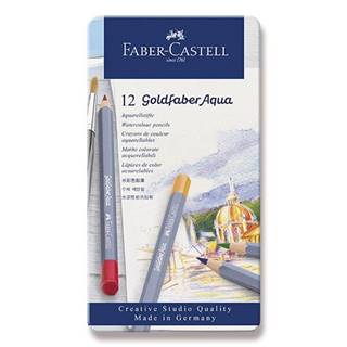 Faber-Castell  Akvarelové pastelky Goldfaber Aqua plechová krabička,  12 farieb značky Faber-Castell
