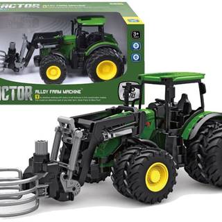 Lean-toys  Traktor zelený 1:24 Farmársky drapák na seno Gumové kolesá značky Lean-toys