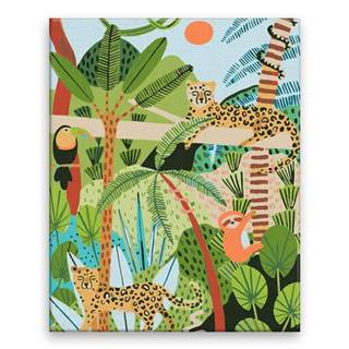 Malujsi Maľovanie podľa čísel - Priatelia z džungle - 40x50 cm,  bez dreveného rámu