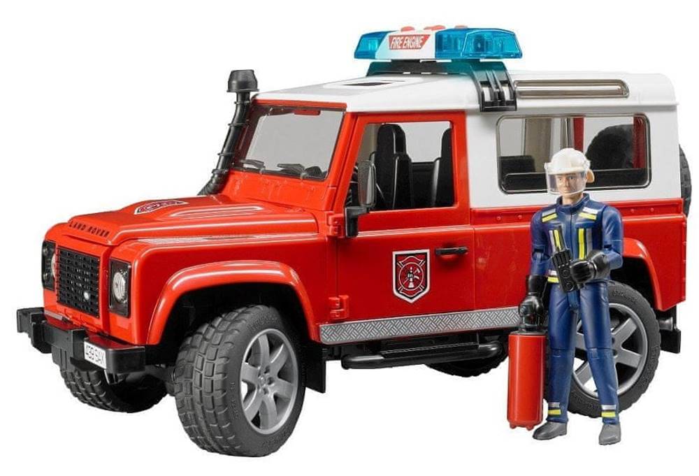 BRUDER  2596 Land Rover hasiči s figúrkou značky BRUDER