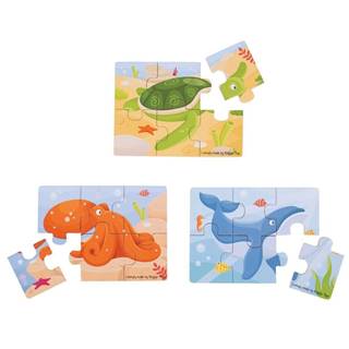 Bigjigs Toys puzzle 3v1 morská zvieratká