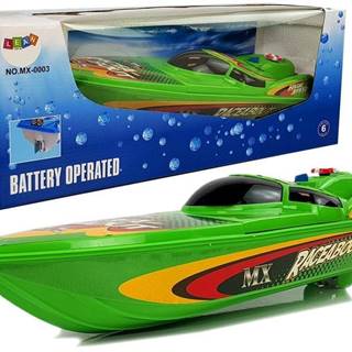 Lean-toys  Zelená loďka na batérie so žltými prvkami 4 smery 40 cm značky Lean-toys