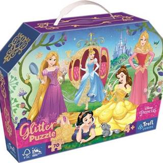  Trefl Puzzle v kufříku Disney: Šťastné princezny 70 dílků Třpytivé