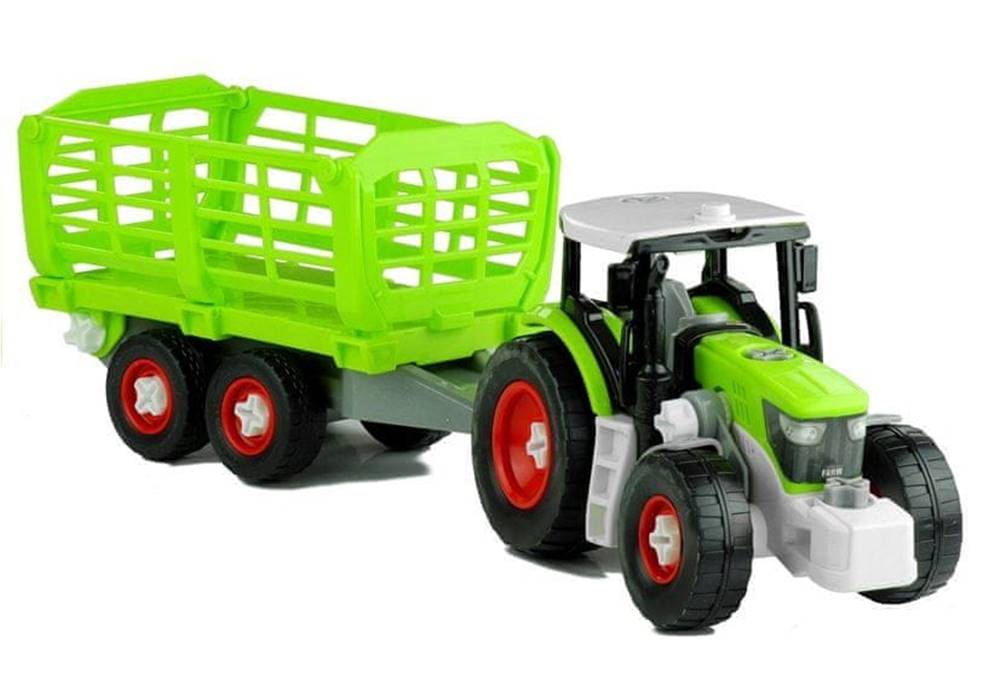 Lean-toys  Odvíjací traktor s otváracím prívesom 43 cm značky Lean-toys