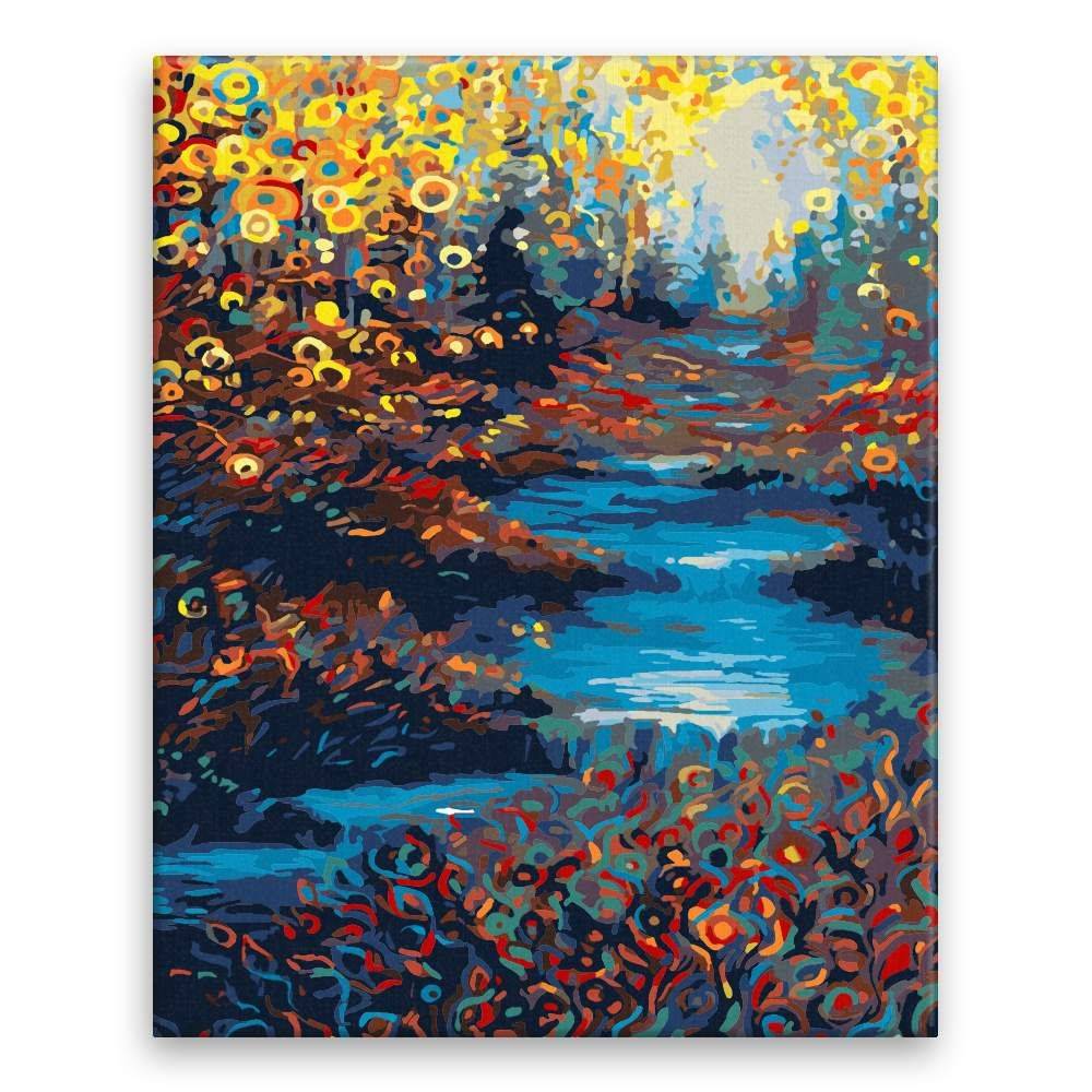 Malujsi  Maľovanie podľa čísel - Rieka obklopená farbami - 80x100 cm,  plátno vypnuté na rám značky Malujsi