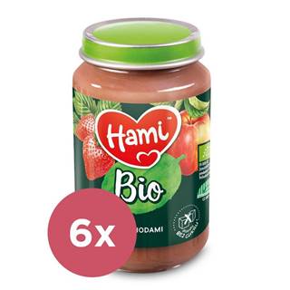 Hami  6x BIO Ovocný príkrm S jahodami 190 g,  6+ značky Hami