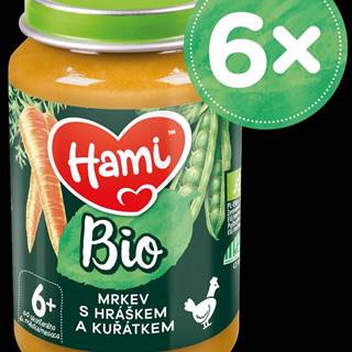 Hami  BIO mäsovo-zeleninový príkrm Mrkva s hráškom a kuriatkom 6x 190g,  6+ značky Hami