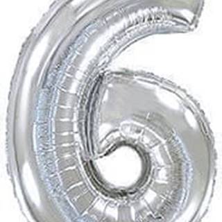 Fóliový balónik číslica 6 - strieborná - silver - 102cm