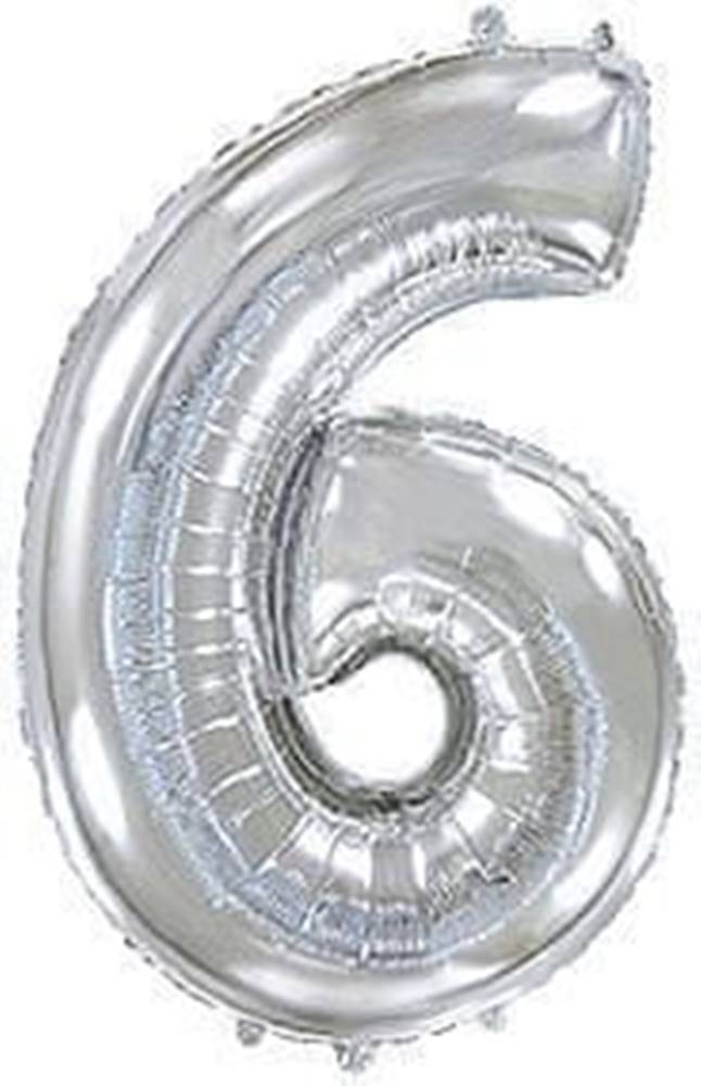  Fóliový balónik číslica 6 - strieborná - silver - 102cm