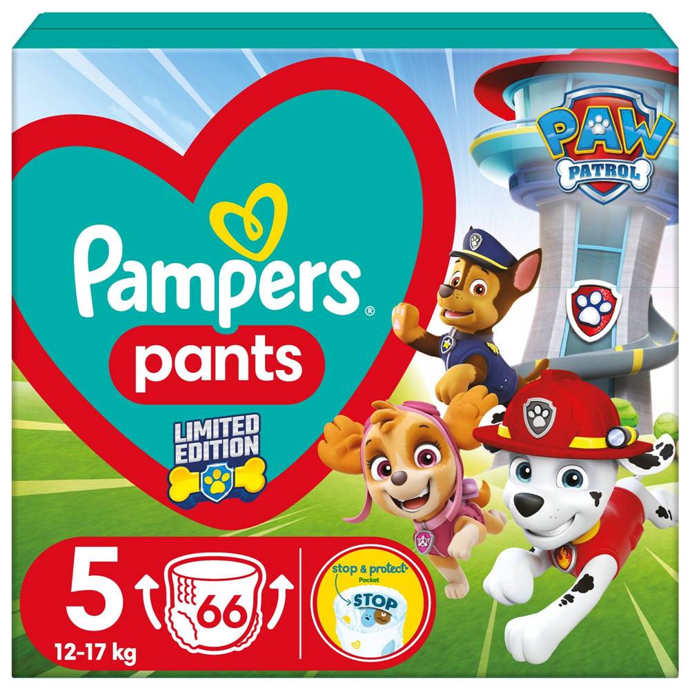 Pampers  Active Baby Pants Paw Patrol Nohavičkové plienky veľ. 5 (66 ks plienok) 12-17 kg značky Pampers