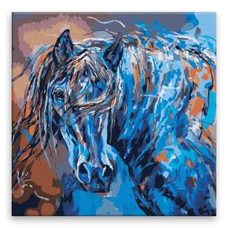 Malujsi Maľovanie podľa čísel - Kôň v modrom - 40x40 cm,  plátno vypnuté na rám