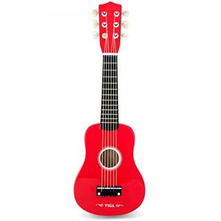Viga Toys Drevená gitara pre deti červená 21 palcov 6 strún