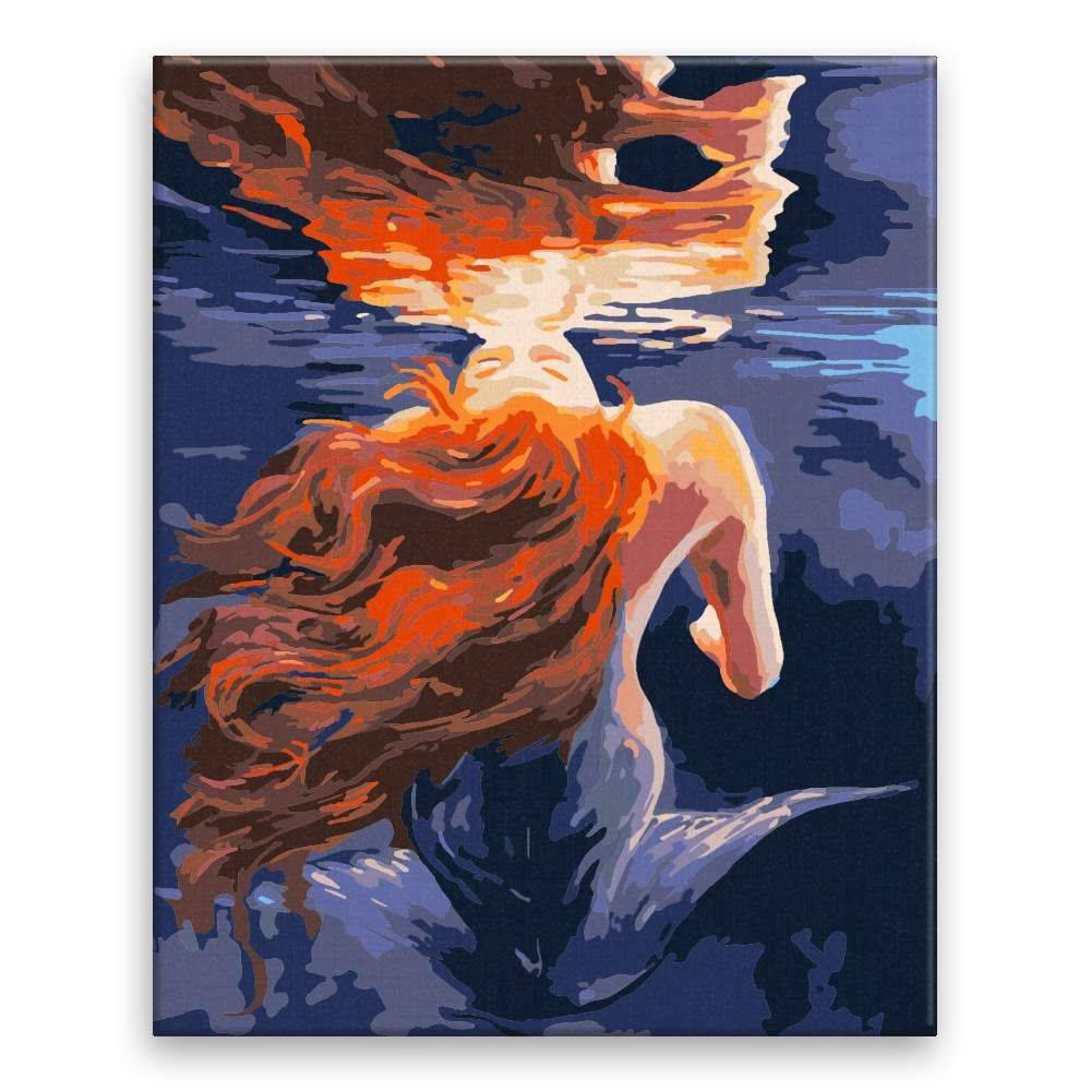 Malujsi  Maľovanie podľa čísel - Morská panna v zrkadle - 80x100 cm,  plátno vypnuté na rám značky Malujsi