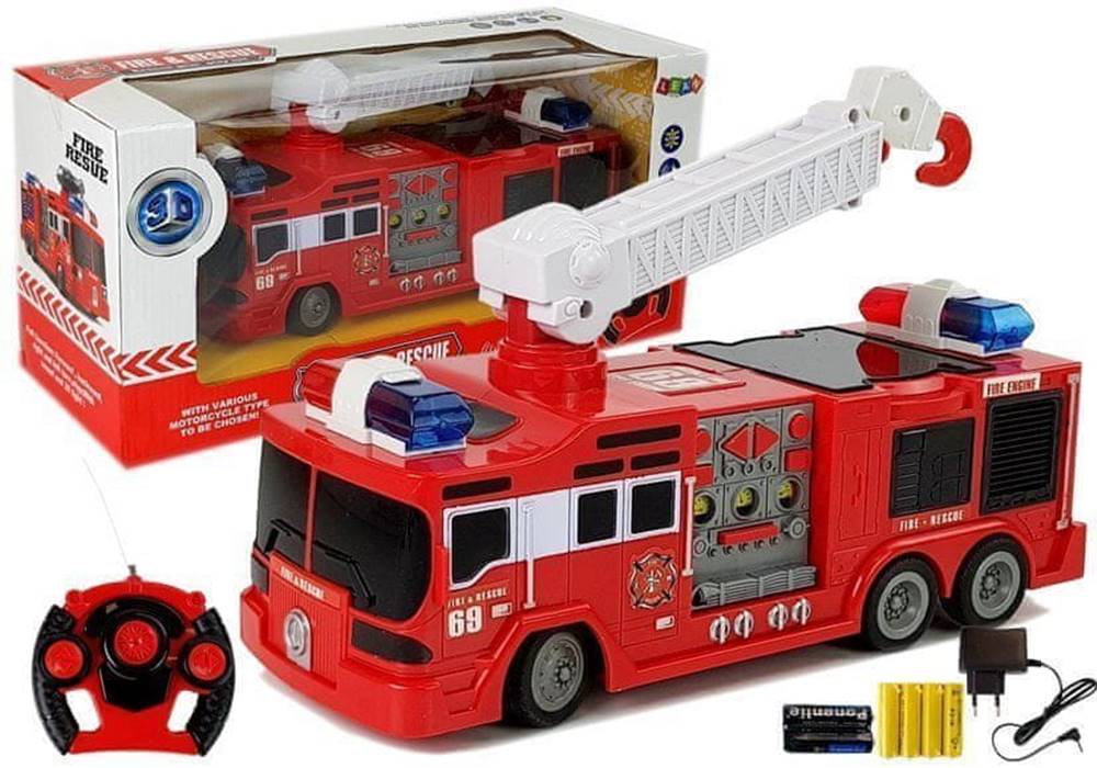 Lean-toys  Diaľkovo ovládané hasičské auto s rebríkom R/C 28cm značky Lean-toys