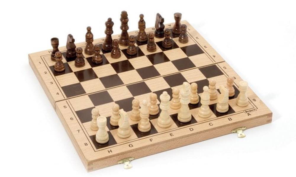 Jeujura  Šachy v dřevěném skládacím boxu značky Jeujura