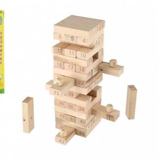 Teddies Hra veža drevená 48 dielikov spoločenská hra hlavolam v krabičke 8x27x8cm