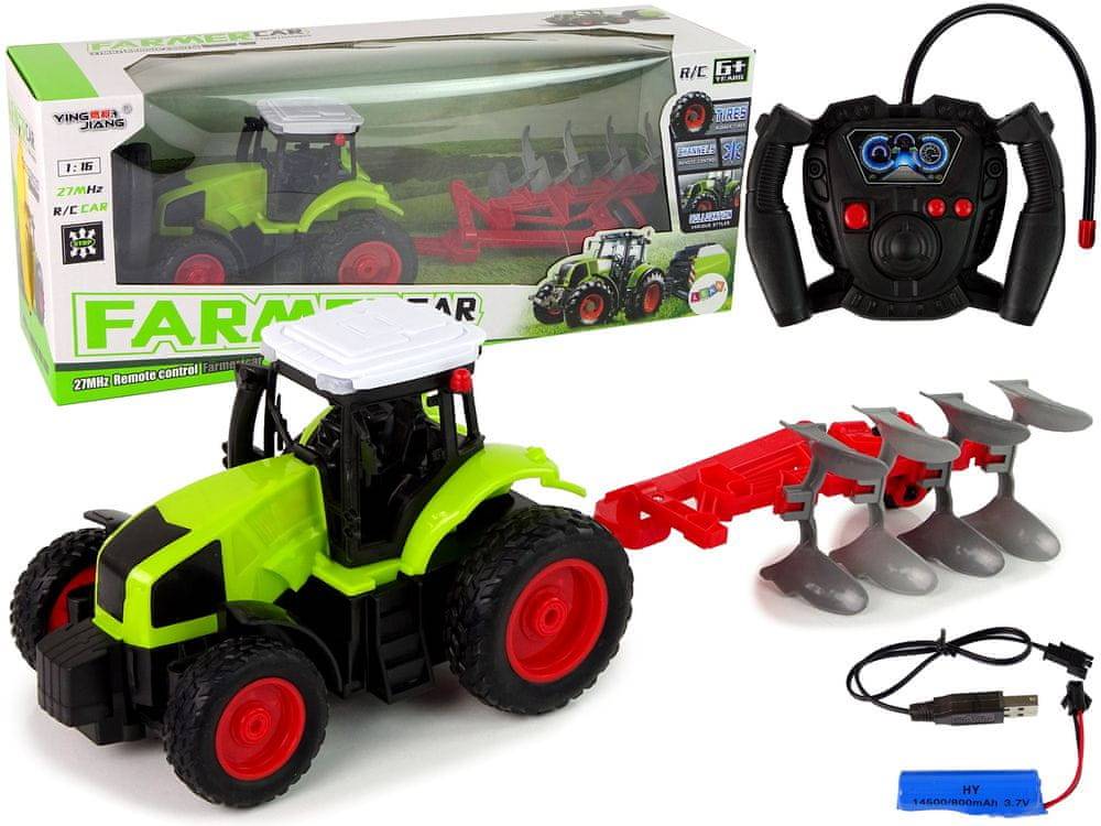 Lean-toys  Traktor na diaľkové ovládanie 1:16 Gumové kolesá na diaľkové ovládanie značky Lean-toys