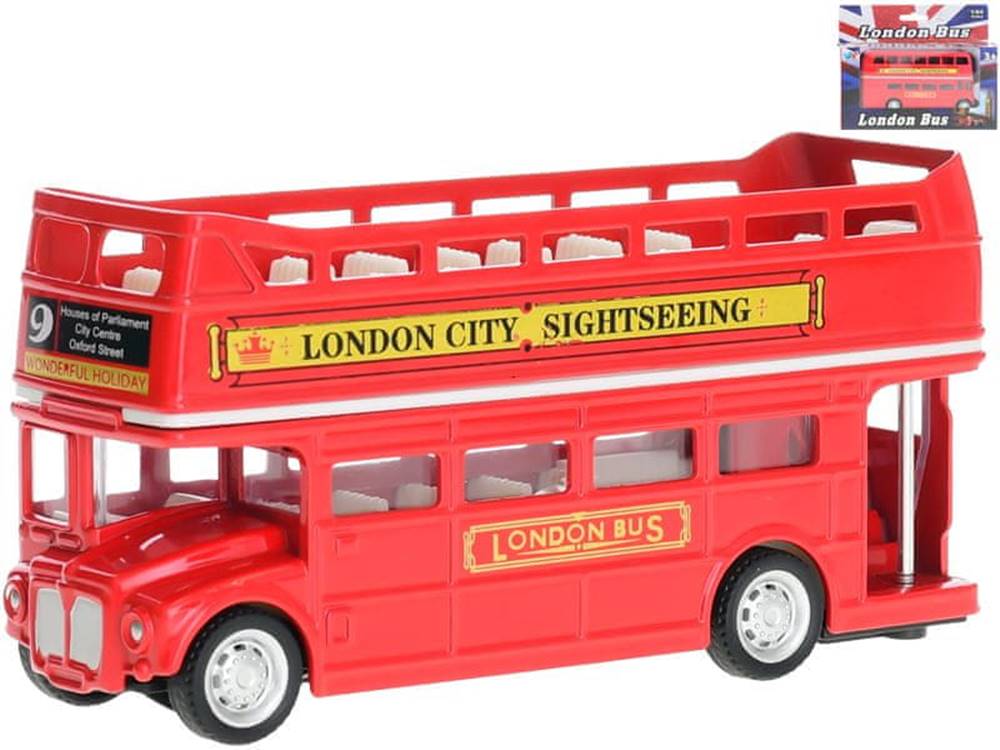  Autobus vyhliadkový londýnsky 12, 5 cm 1:64 kov spätný chod