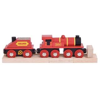 Bigjigs Toys  Bigjigs Rail Červená lokomotiva s tendrem + 3 koleje značky Bigjigs Toys
