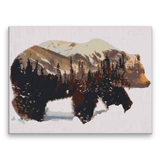 Malujsi  Maľovanie podľa čísel - Les a medveď - 40x30 cm,  plátno vypnuté na rám značky Malujsi