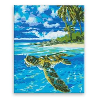 Malujsi Maľovanie podľa čísel - Želva v oceáne - 80x100 cm,  bez dreveného rámu