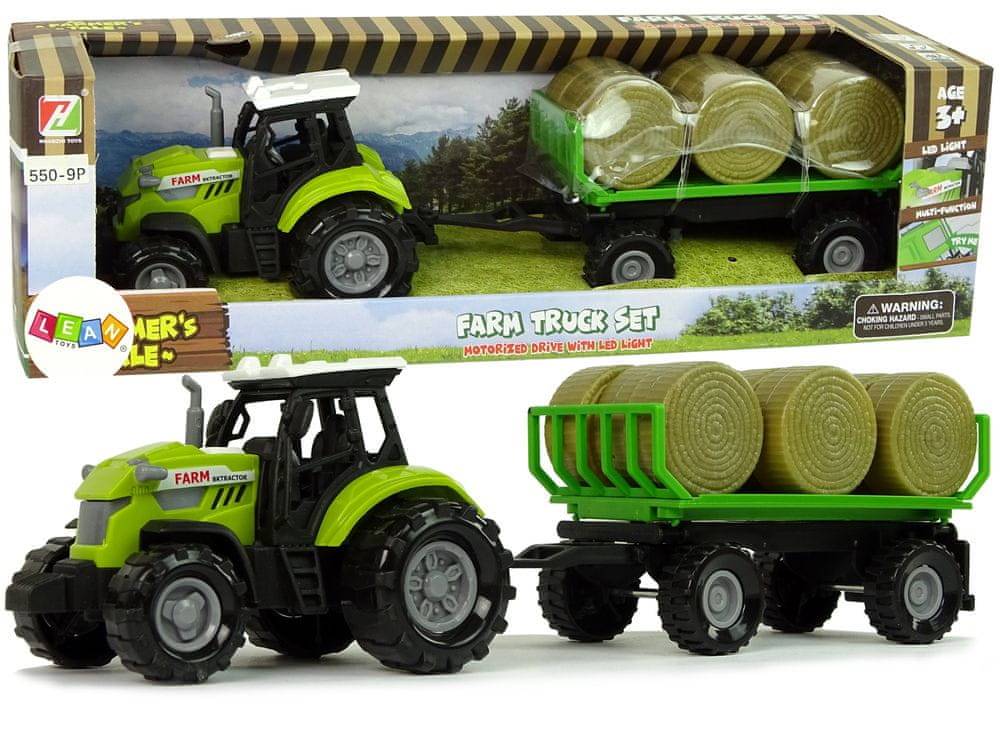 Lean-toys  Traktor s prívesom Balíky sena Zvuk zelená značky Lean-toys