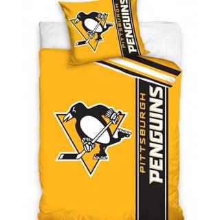 Carbotex Bavlněné hokejové povlečení Pittsburgh Penguins Belt 140x200 + 70x90 cm