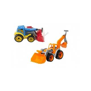Teddies Traktor/nakladač/bager s 2 lyžicami,  2 farby