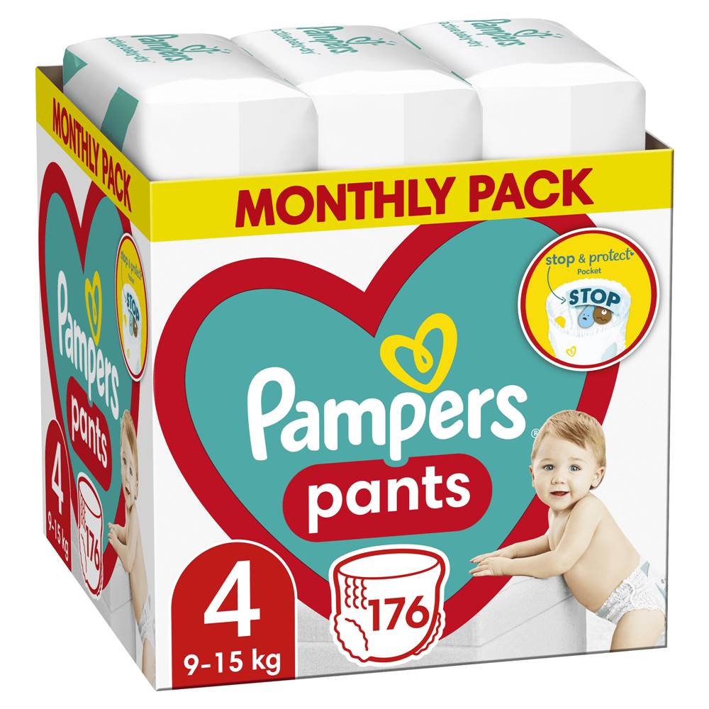 Pampers  Pants 4 (9-15 kg) Plienkové nohavičky 176 ks - Mesačné balenie značky Pampers
