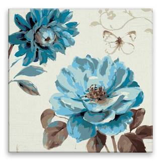 Malujsi Maľovanie podľa čísel - Modré květy - 80x80 cm,  plátno vypnuté na rám
